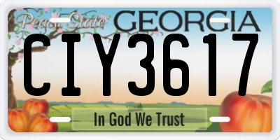GA license plate CIY3617