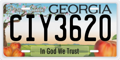 GA license plate CIY3620
