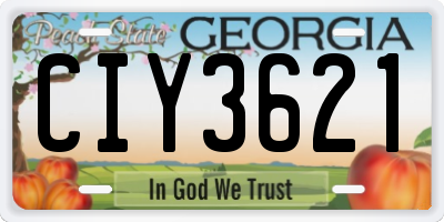 GA license plate CIY3621
