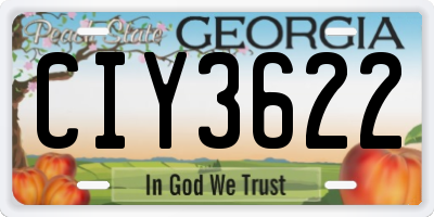 GA license plate CIY3622