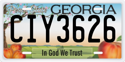GA license plate CIY3626