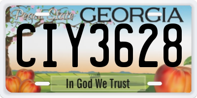 GA license plate CIY3628