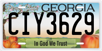 GA license plate CIY3629