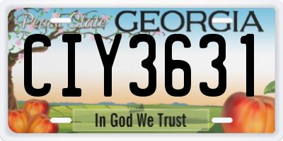 GA license plate CIY3631
