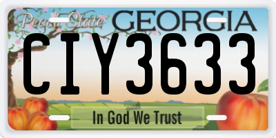 GA license plate CIY3633