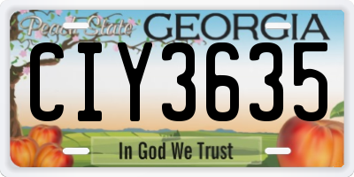 GA license plate CIY3635