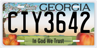 GA license plate CIY3642