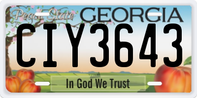 GA license plate CIY3643