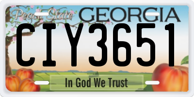 GA license plate CIY3651