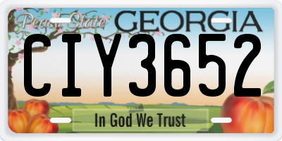 GA license plate CIY3652