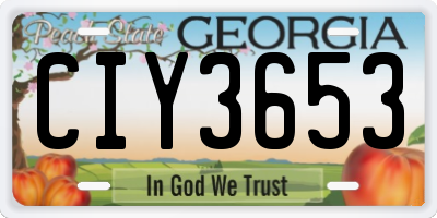 GA license plate CIY3653