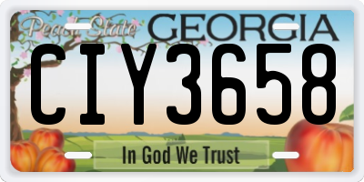 GA license plate CIY3658