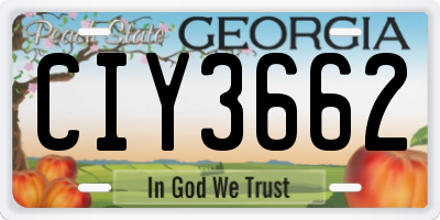 GA license plate CIY3662