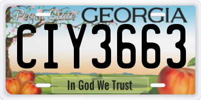 GA license plate CIY3663