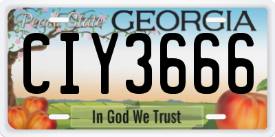 GA license plate CIY3666