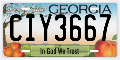 GA license plate CIY3667