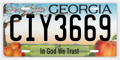 GA license plate CIY3669