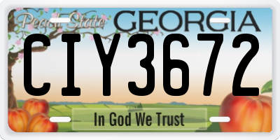 GA license plate CIY3672