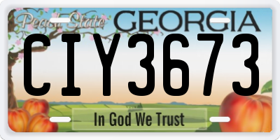 GA license plate CIY3673