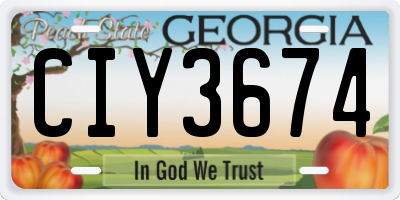 GA license plate CIY3674