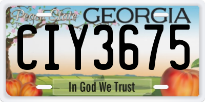 GA license plate CIY3675