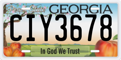 GA license plate CIY3678