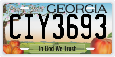 GA license plate CIY3693