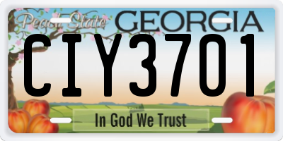 GA license plate CIY3701