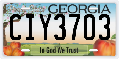 GA license plate CIY3703