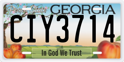 GA license plate CIY3714