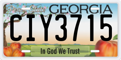 GA license plate CIY3715