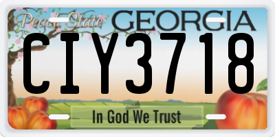 GA license plate CIY3718