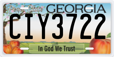 GA license plate CIY3722