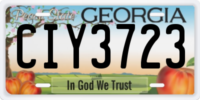 GA license plate CIY3723