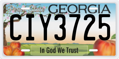 GA license plate CIY3725