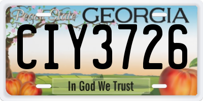 GA license plate CIY3726
