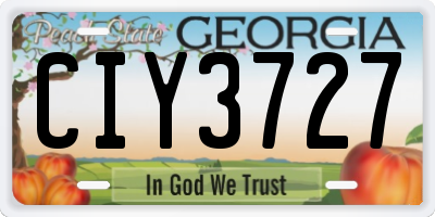 GA license plate CIY3727