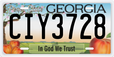 GA license plate CIY3728