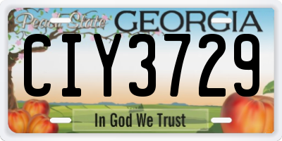GA license plate CIY3729