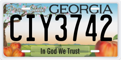 GA license plate CIY3742