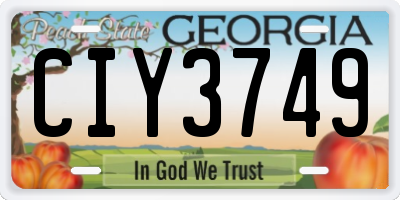 GA license plate CIY3749