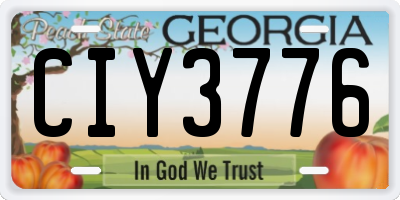 GA license plate CIY3776