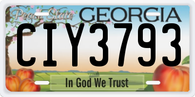 GA license plate CIY3793