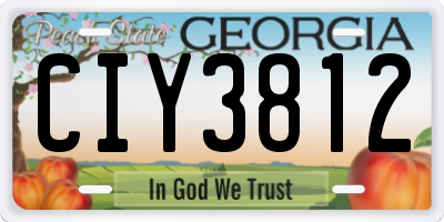 GA license plate CIY3812