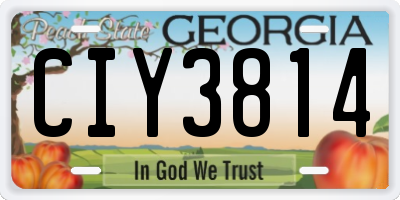 GA license plate CIY3814