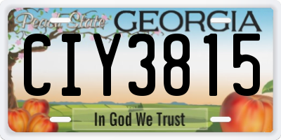GA license plate CIY3815