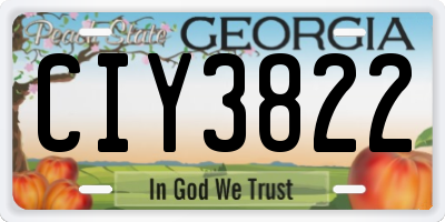 GA license plate CIY3822