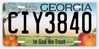 GA license plate CIY3840