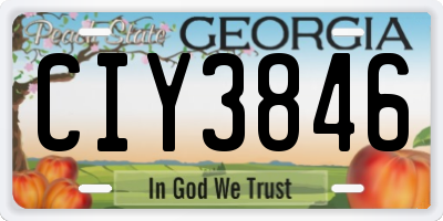 GA license plate CIY3846