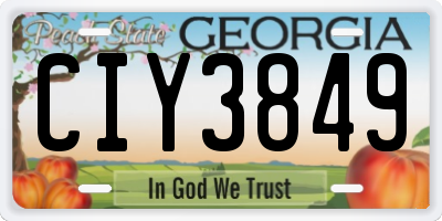 GA license plate CIY3849